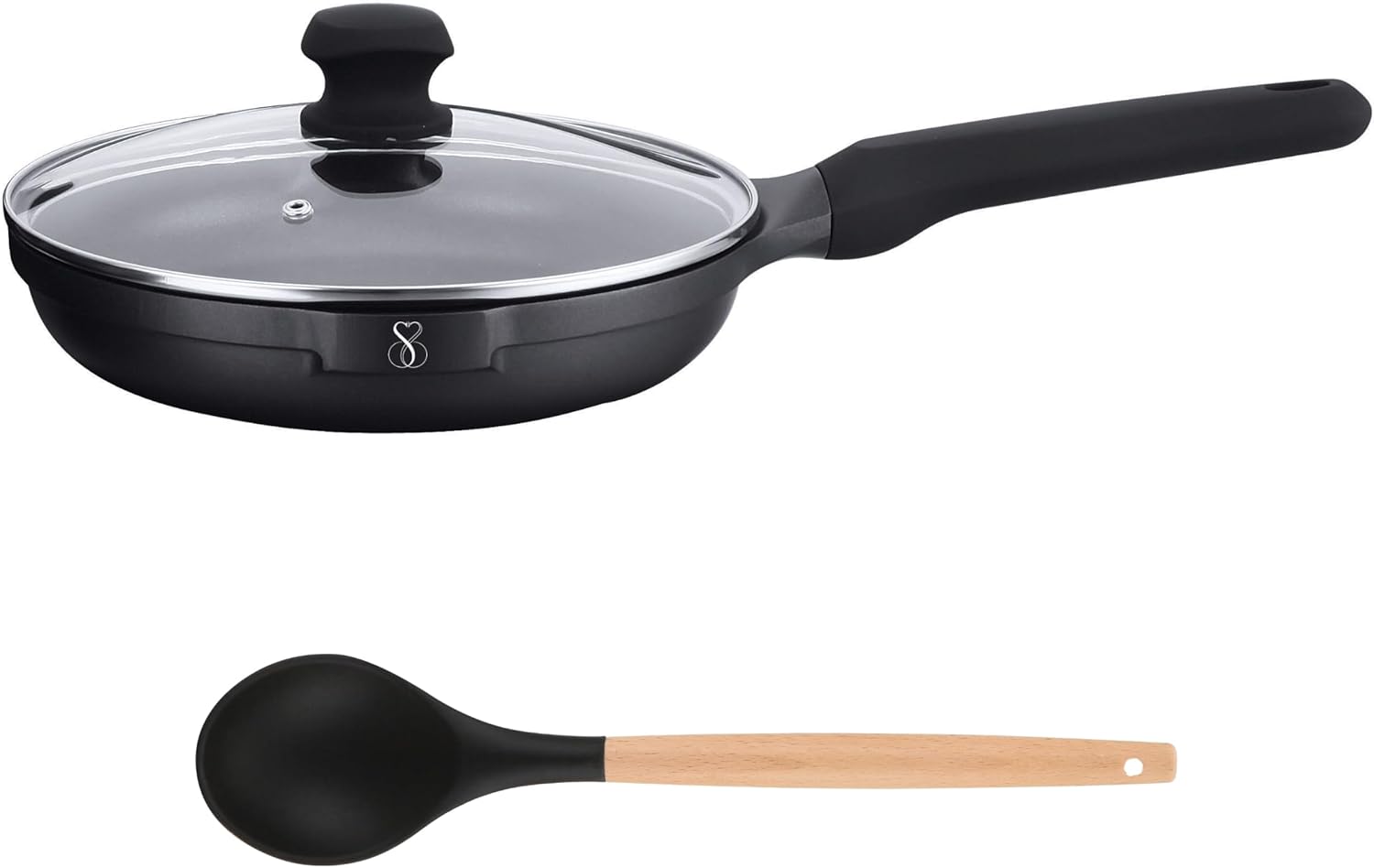 PADELLA 24 CM Antiaderente in pietra fondo a induzione in acciaio, Antiaderente in pietra fondo a induzione in acciaio + coperchio