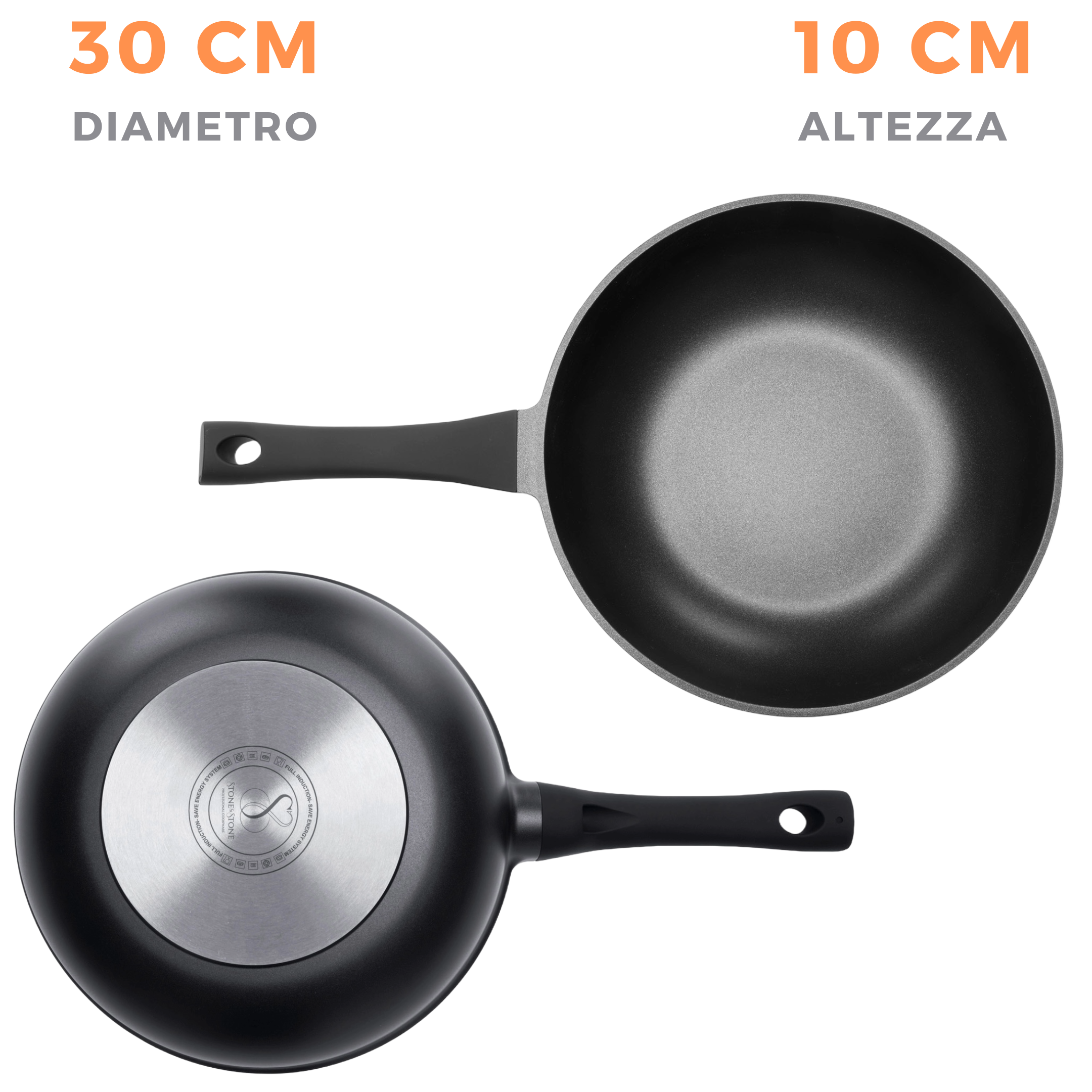WOK Antiaderente in pietra fondo a induzione in acciaio, padelle chef professionale