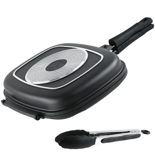 DOPPIA GRIGLIA Bistecchiera-Piastra PROFESSIONALE in Pietra Estremamente Antiaderente