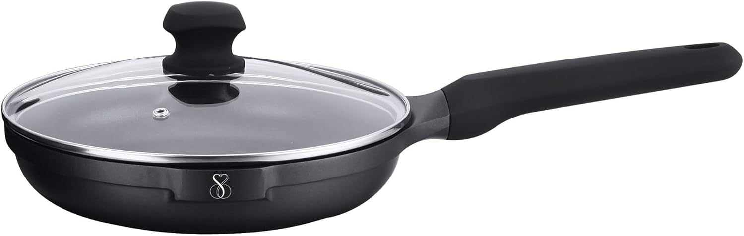 PADELLA 20 CM Antiaderente in pietra fondo a induzione in acciaio, Antiaderente in pietra fondo a induzione in acciaio + coperchio