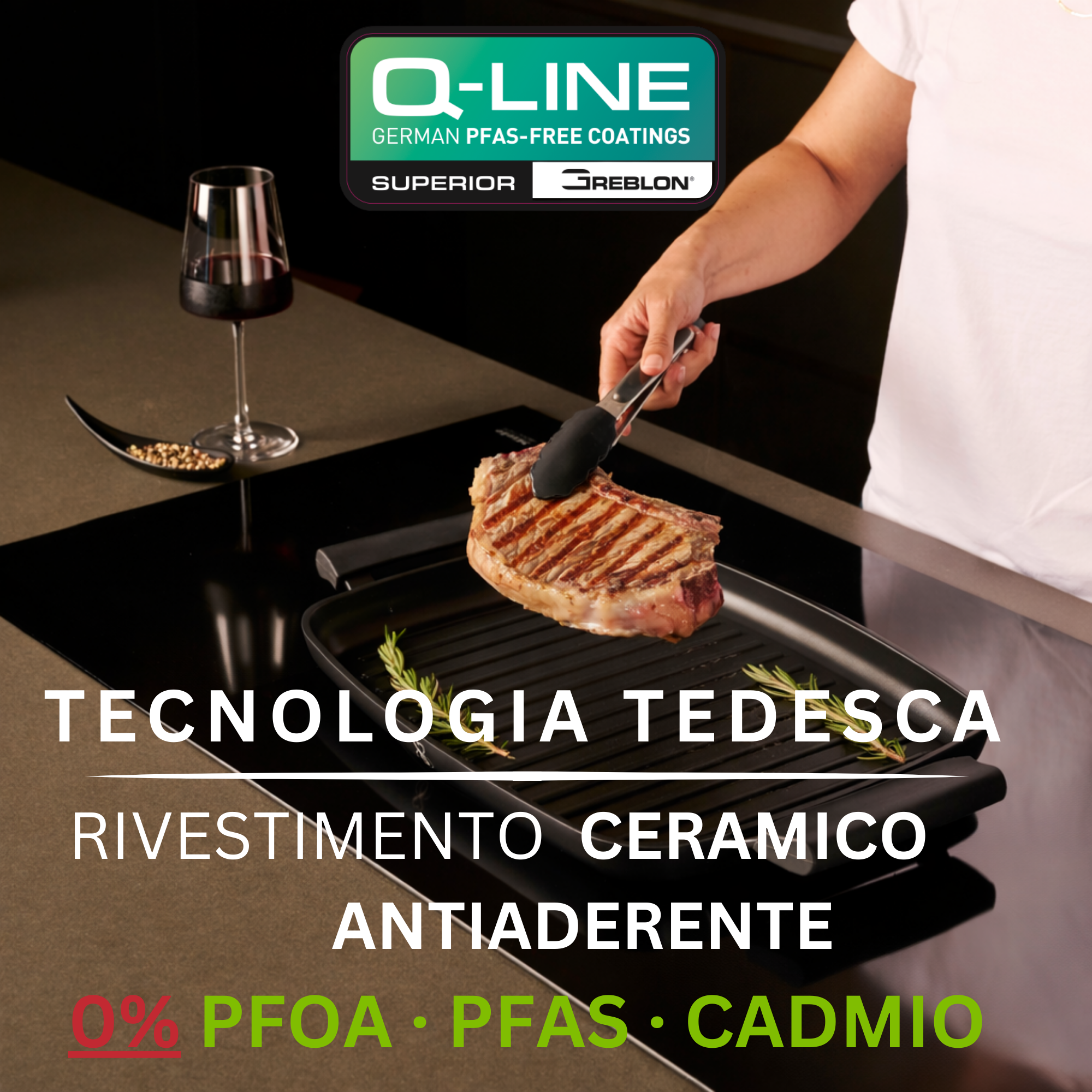 Stone&Stone Piastra Grill Induzione Rettangolare, Bistecchiera BBQ Professionale Super Antiaderente, Rivestimento Tedesco Greblon, Fondo Acciaio Pieno, Forno e Gas, Senza PFAS, PTFE e PFOA + pinza