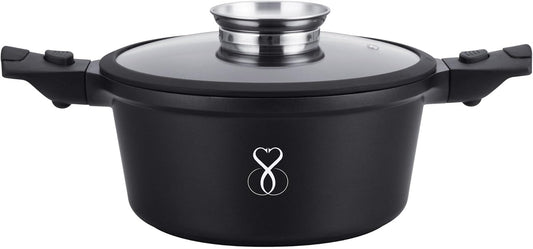 PENTOLA 24 CM induzione in pietra SUPER antiaderente pentola casseruola cuoci pasta con fondo in acciaio + coperchio