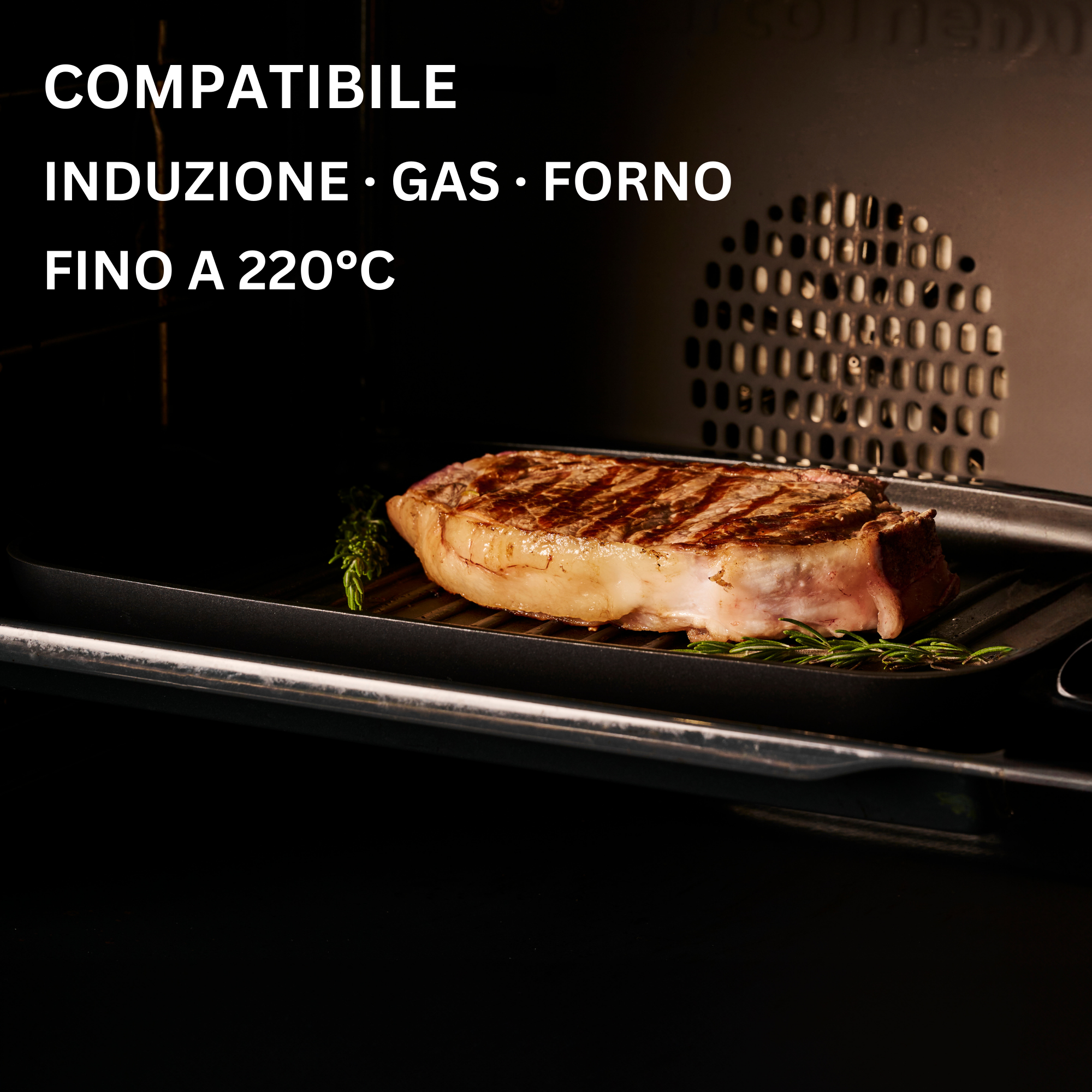 Stone&Stone Piastra Grill Induzione Rettangolare, Bistecchiera BBQ Professionale Super Antiaderente, Rivestimento Tedesco Greblon, Fondo Acciaio Pieno, Forno e Gas, Senza PFAS, PTFE e PFOA + pinza