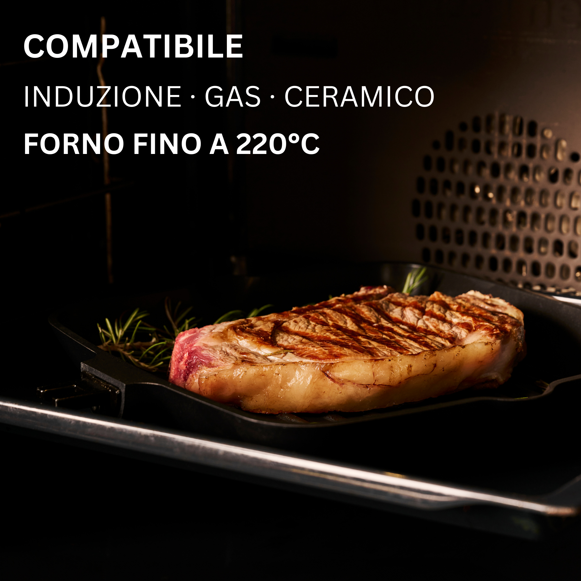 Stone&Stone Bistecchiera Quadrata Induzione cm 28 x 2CM, Con manico Removibile, Piastra Grill Induzione BBQ Antiaderente con Rivestimento Ceramico Tedesco, Fondo Acciaio Pieno, con Pinza, Gas e Forno, Senza PFAS PFOA PTFE