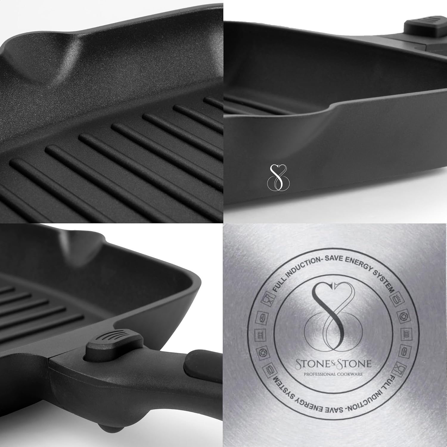 BISTECCHIERA 28X28 CM in pietra fondo a induzione in acciaio