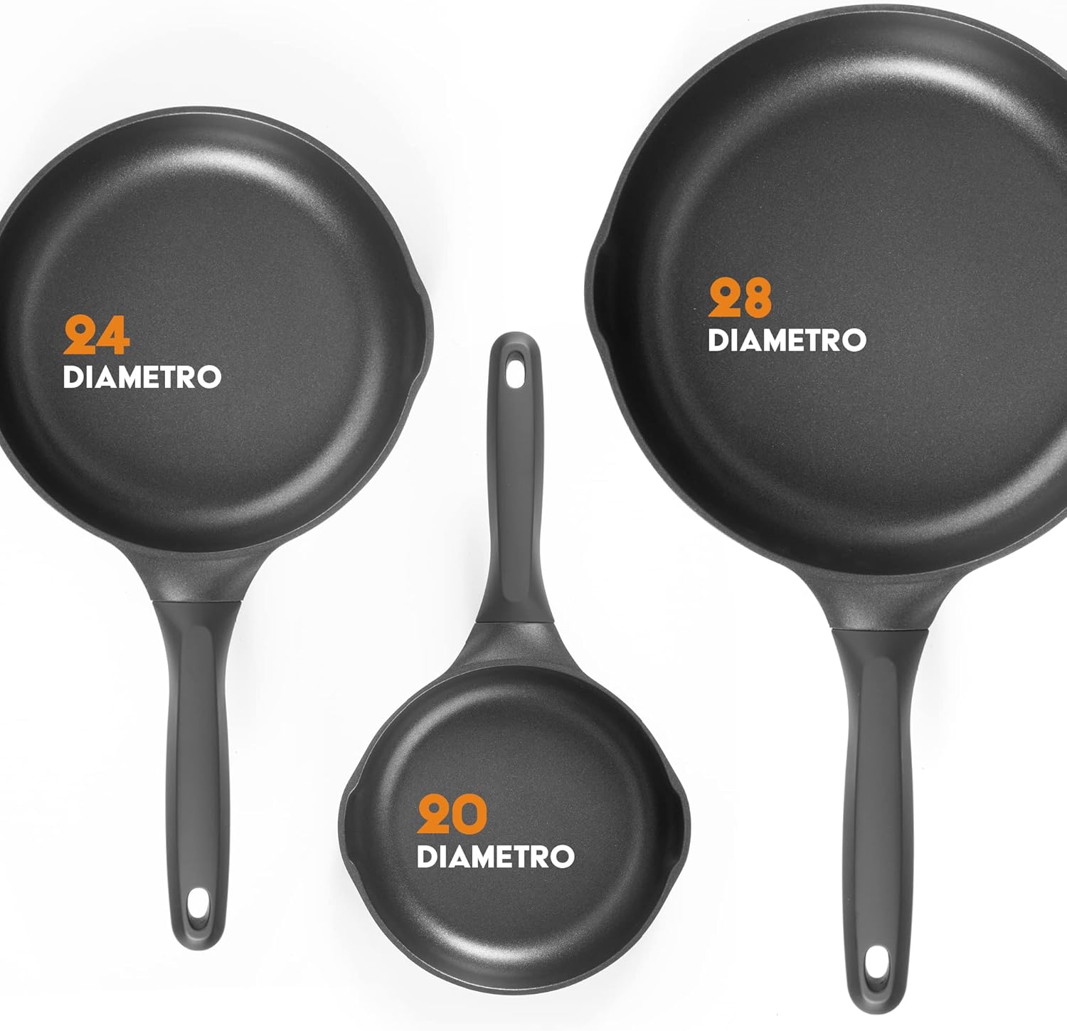 SET DI PADELLE 20-24-28-32 CM Antiaderente in pietra fondo a induzione in acciaio + 4 coperchi + 4 Utensili da cucina