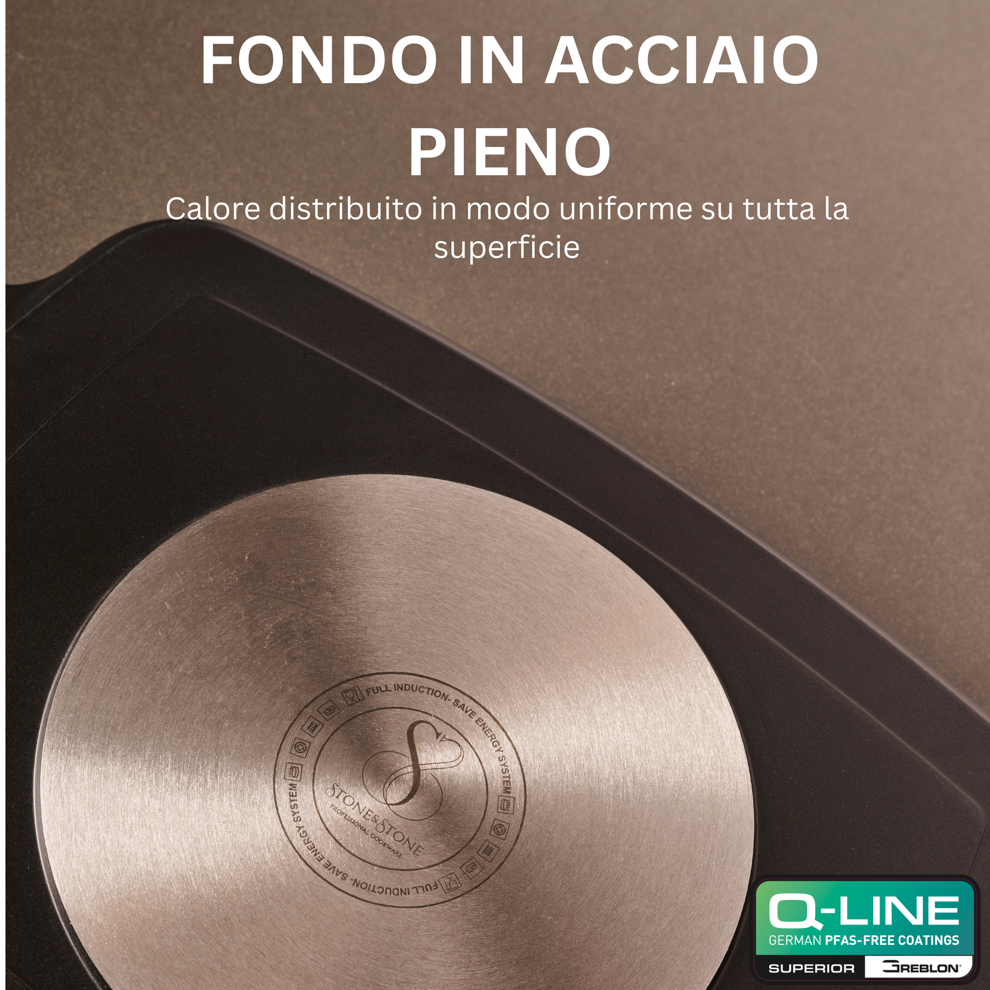 Stone&Stone Piastra Grill Induzione Rettangolare, Bistecchiera BBQ Professionale Super Antiaderente, Rivestimento Tedesco Greblon, Fondo Acciaio Pieno, Forno e Gas, Senza PFAS, PTFE e PFOA + pinza