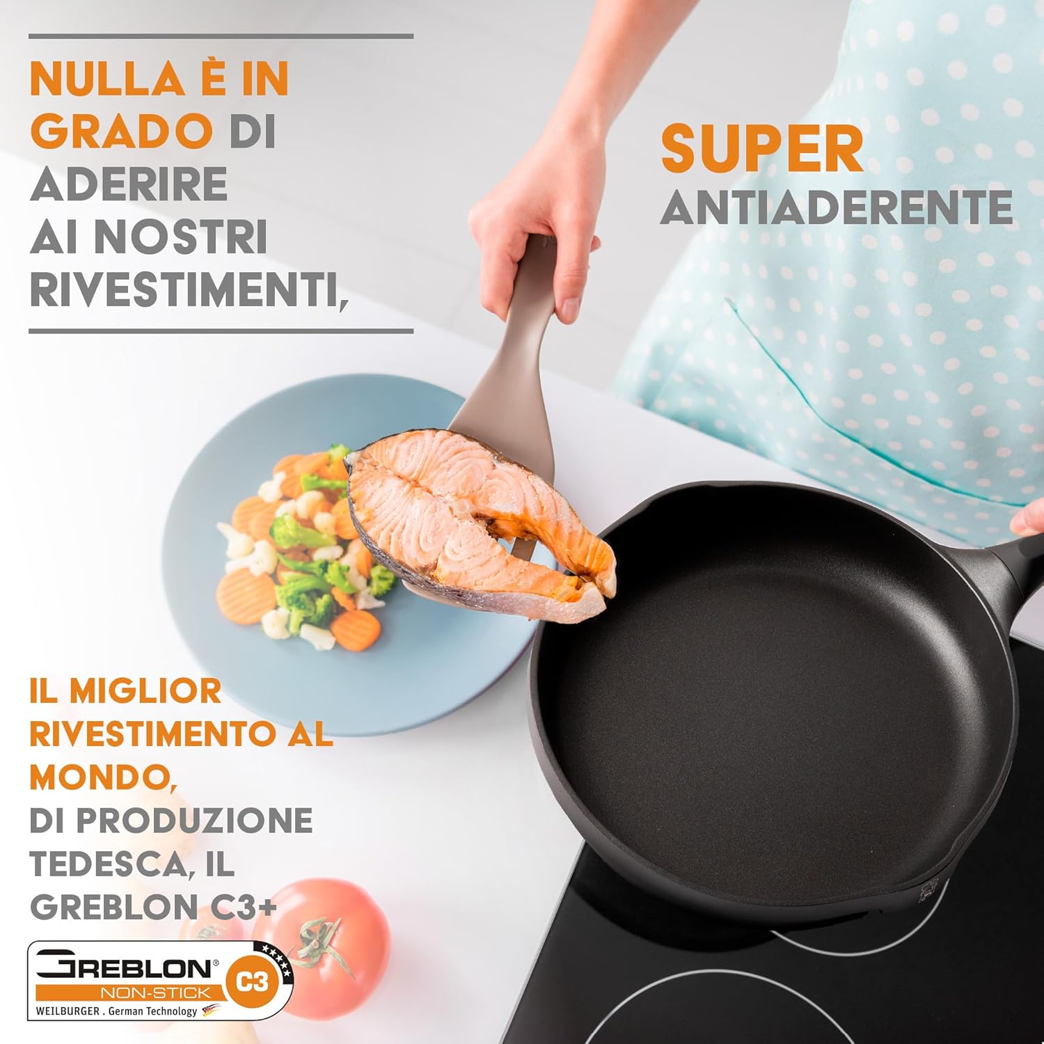 SET DI PADELLE 20-24-28-32 CM Antiaderente in pietra fondo a induzione in acciaio + 4 coperchi + 4 Utensili da cucina