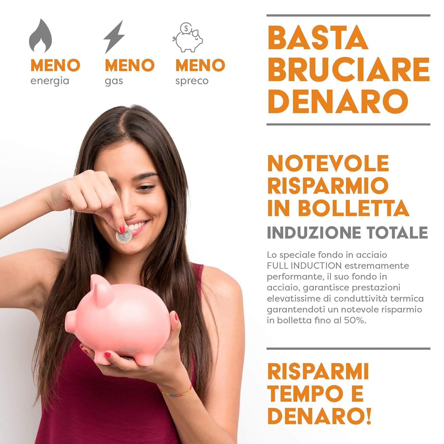 SET DI PADELLE 20-24-28-32 CM Antiaderente in pietra fondo a induzione in acciaio + 4 coperchi + 4 Utensili da cucina