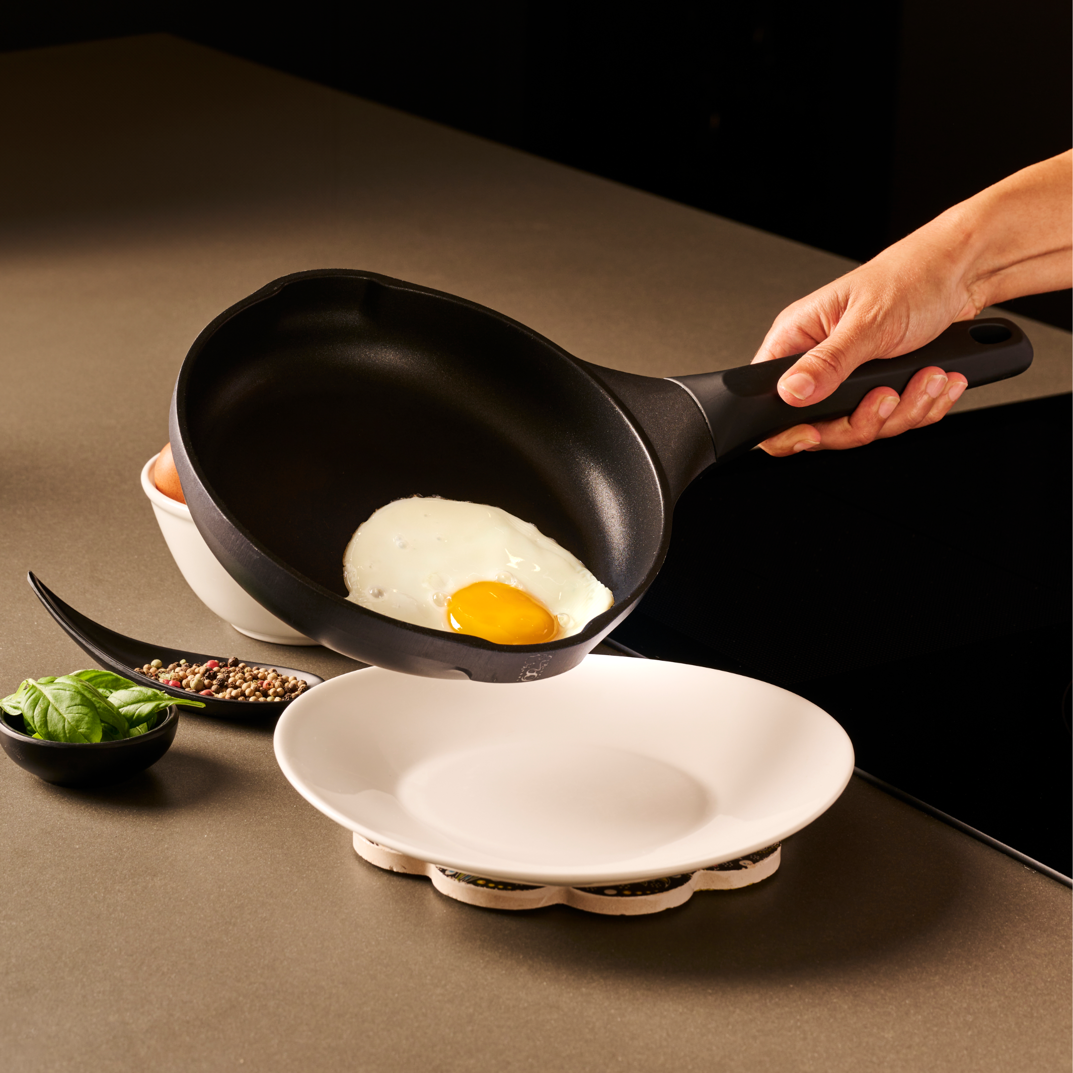 PADELLA 20 CM Antiaderente in pietra fondo a induzione in acciaio, Antiaderente in pietra fondo a induzione in acciaio + coperchio