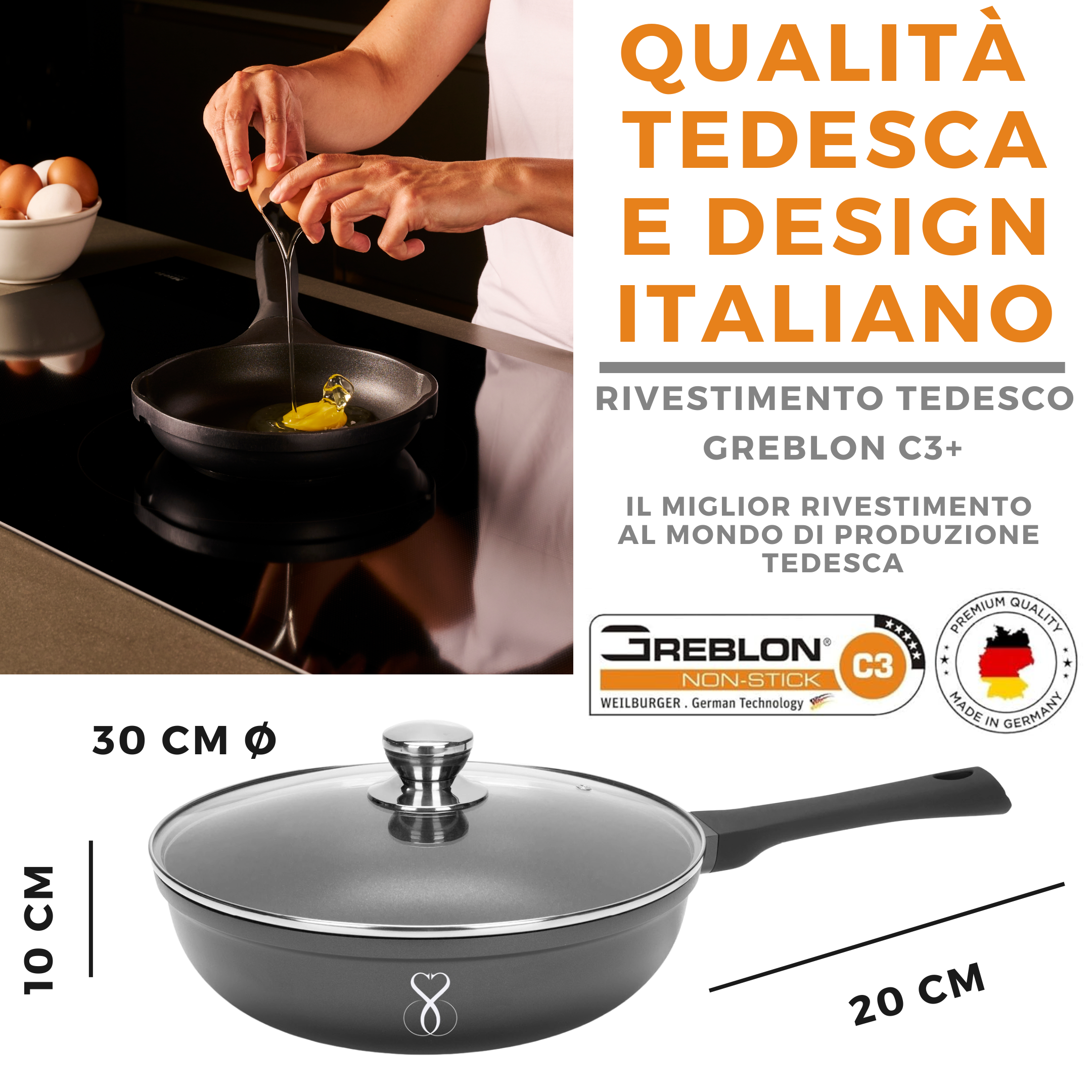 WOK Antiaderente in pietra fondo a induzione in acciaio, padelle chef professionale