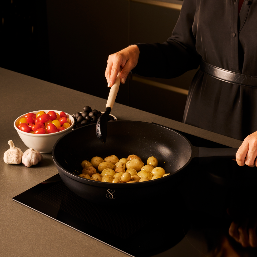 WOK Antiaderente in pietra fondo a induzione in acciaio, padelle chef professionale