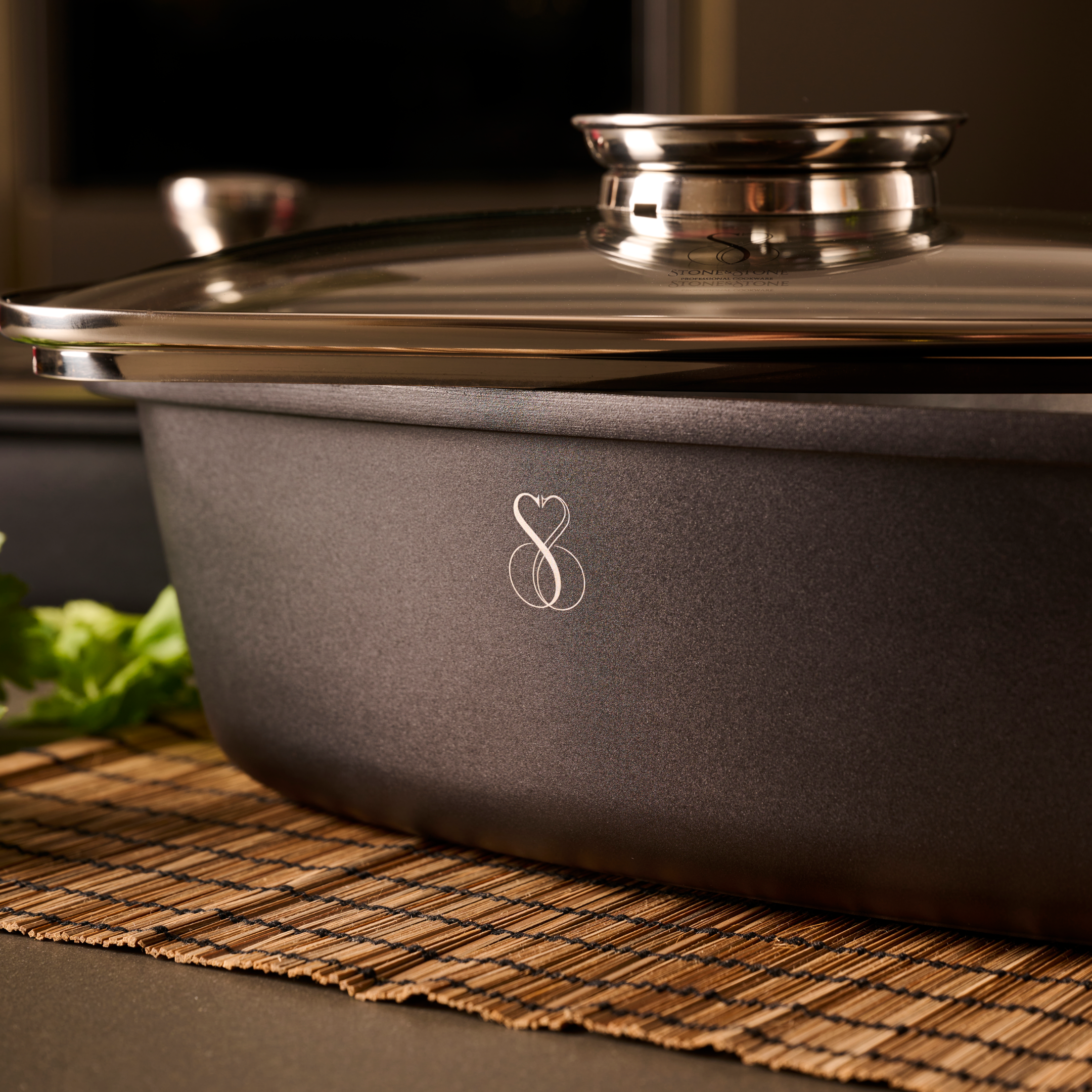 TEGLIA 32X11 CM Pirofila rostiera professionale + coperchio, estremamente Antiaderente in pietra fondo a induzione in acciaio