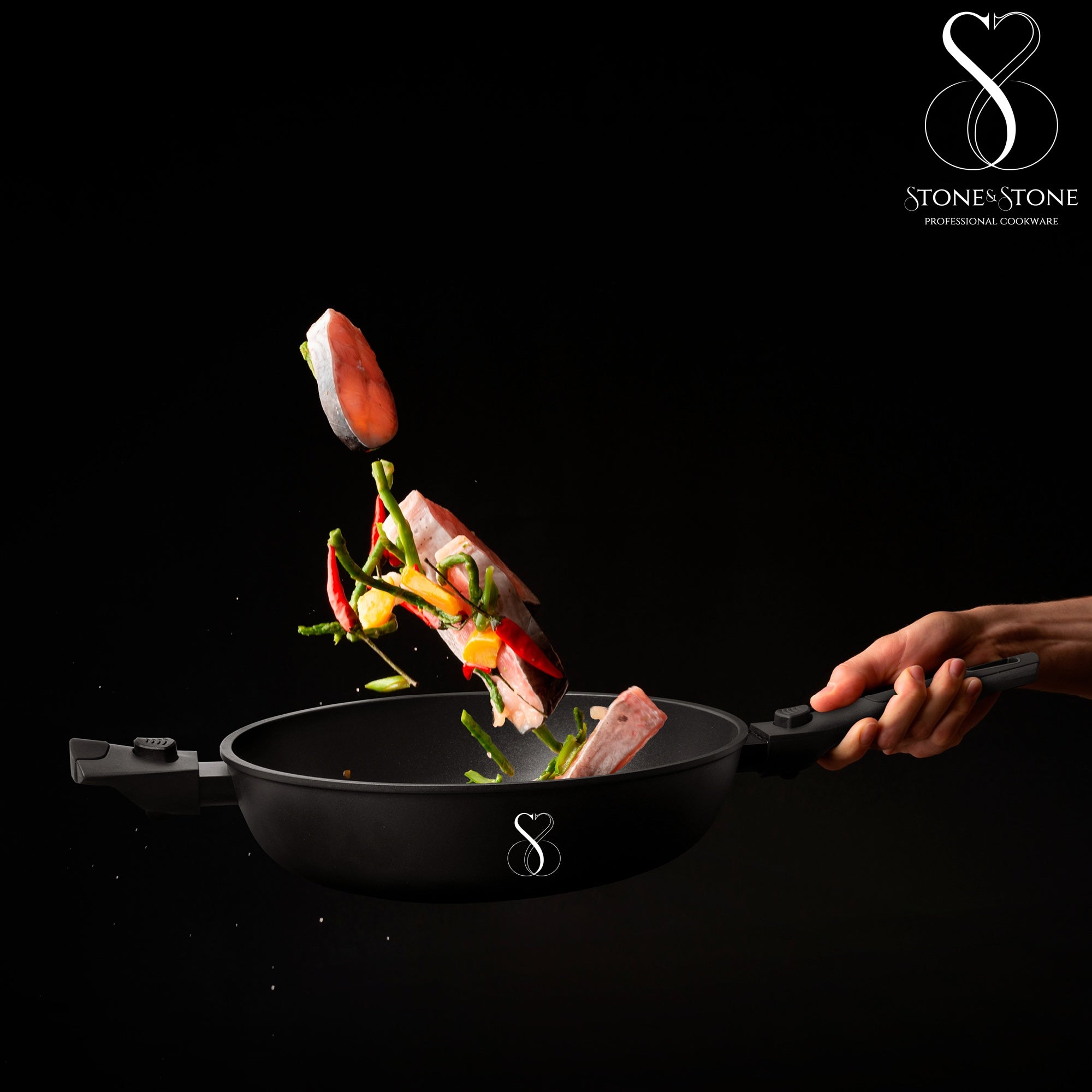 PADELLA 28 CM ALTA 7,5 CM  Antiaderente, 2 manici rimovibili in pietra fondo a induzione in acciaio,Antiaderente in pietra fondo a induzione in acciaio + coperchio