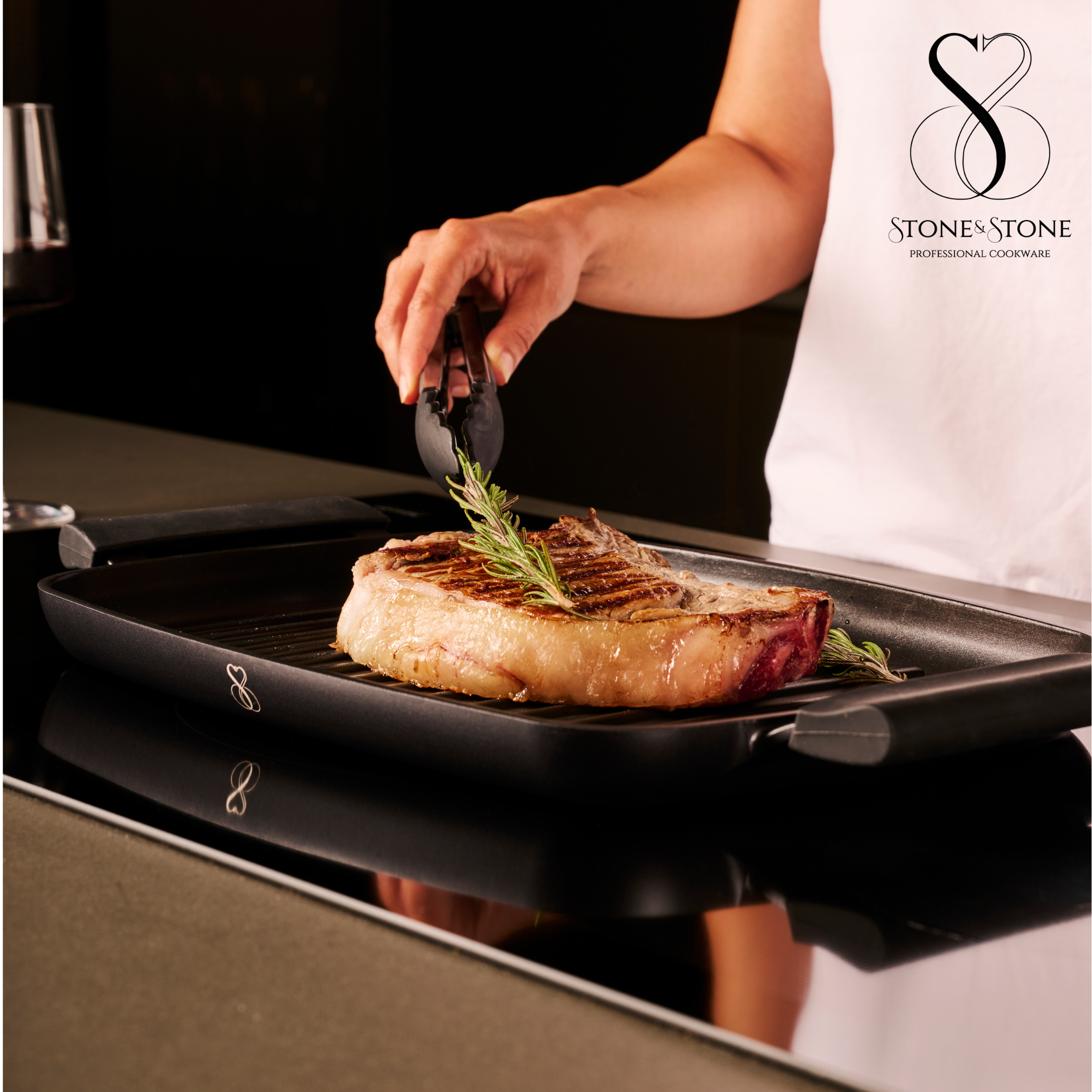 BISTECCHIERA 47X29 CM piastra Antiaderente in pietra fondo a induzione in acciaio