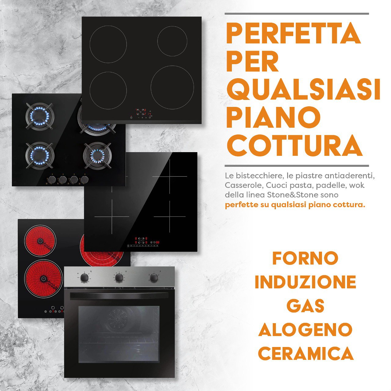 Piastra Grill BioStone 47x29 Cm – Antiaderente Effetto Pietra, Adatta Induzione, Lavabile In Lavastoviglie