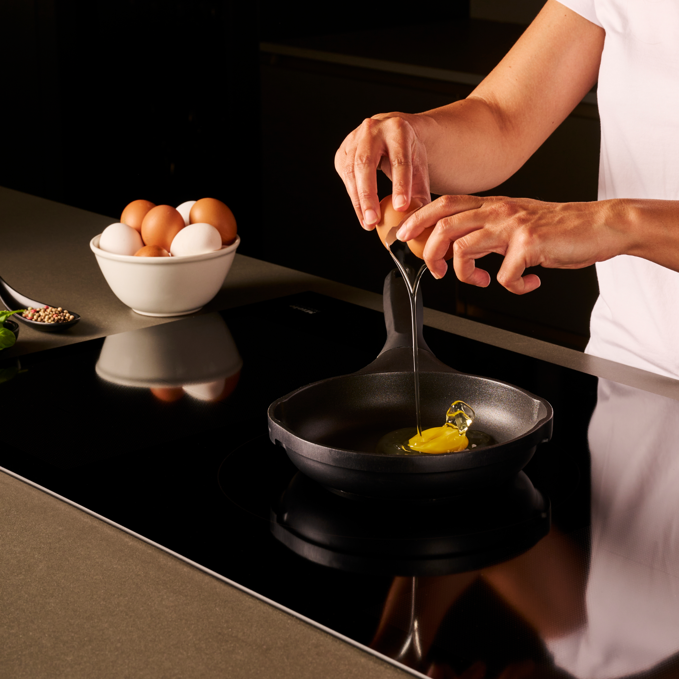 SET DI PADELLE 20-24-28 CM Antiaderente in pietra fondo a induzione in acciaio + coperchio