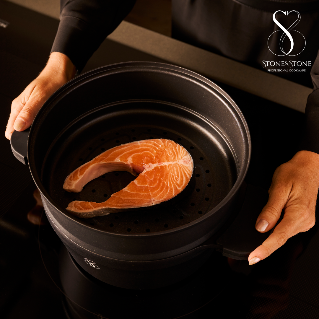 SET 5PCS PENTOLE 24 CM X Cucina a VAPORE induzione in pietra SUPER antiaderente pentola casseruola cuoci pasta con fondo in acciaio + coperchio