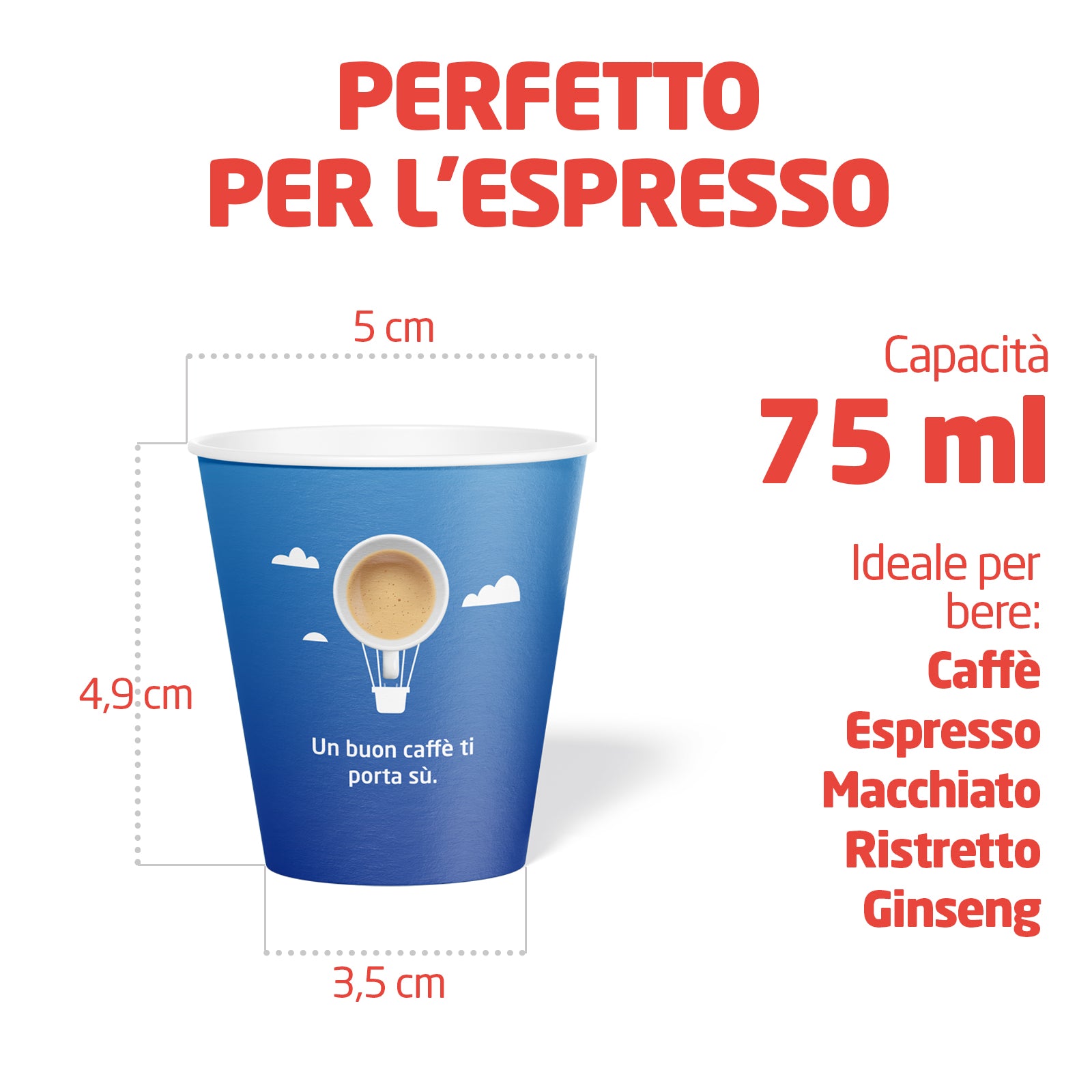 BICCHIERINI DA CAFFÈ ECO in carta 75ML. Ecologici, Biodegradabili, con Palette incluse.