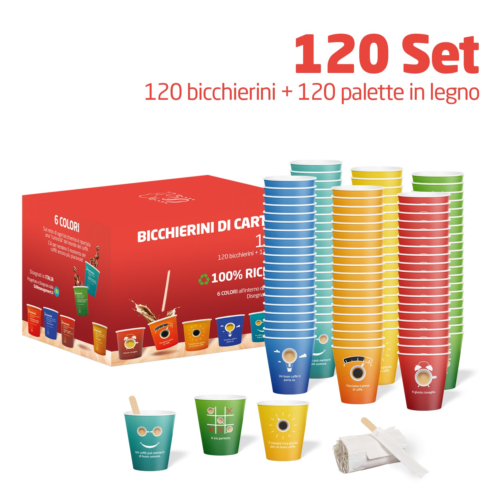 BICCHIERINI DA CAFFÈ ECO in carta 75ML. Ecologici, Biodegradabili, con Palette incluse.