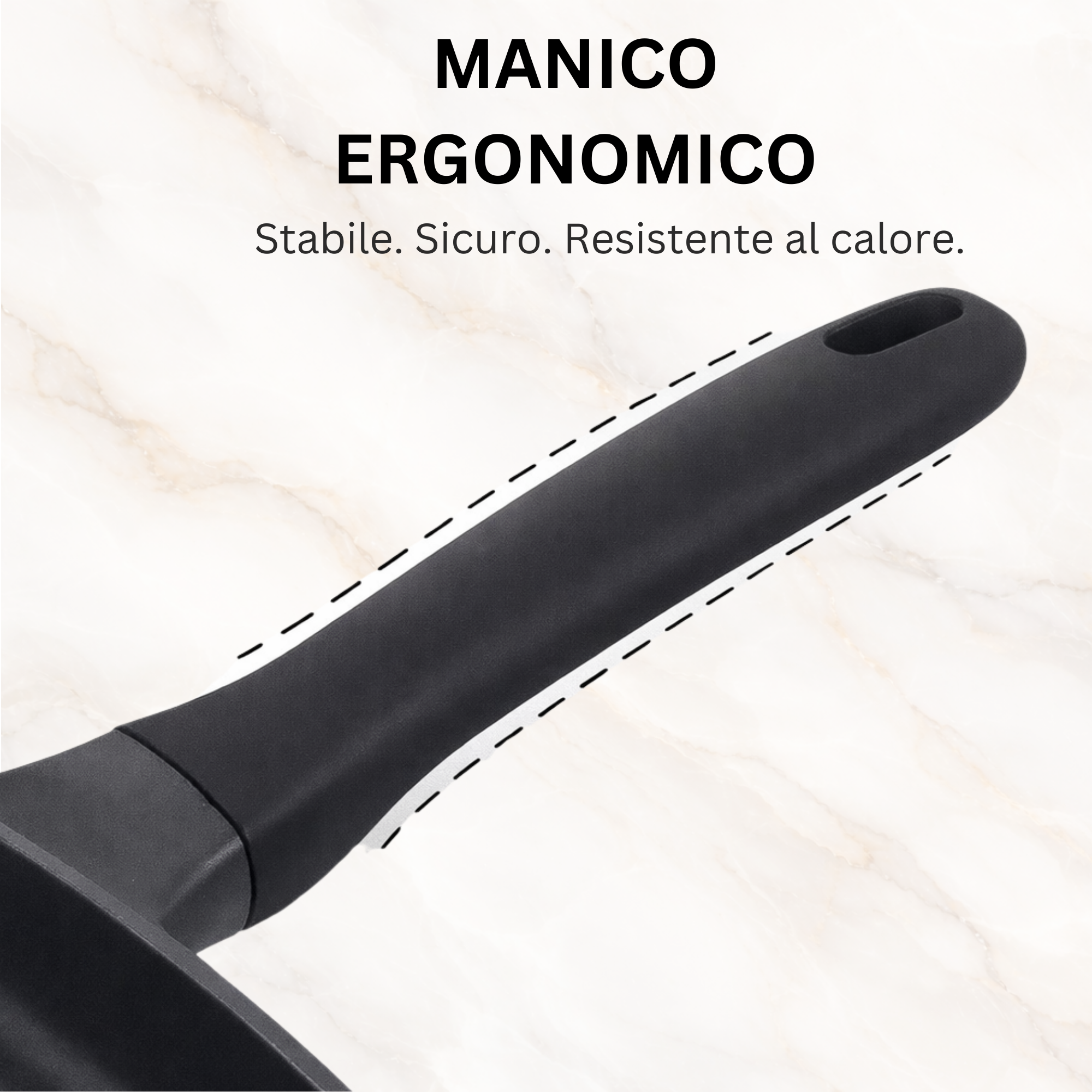 Stone&Stone Padella Antiaderente 20 cm, Rivestimento Tedesco GREBLON Q-LINE CK 3000 Superior, Fondo in Acciaio per Induzione e Gas, Senza PFAS, PTFE e PFOA, con Coperchio