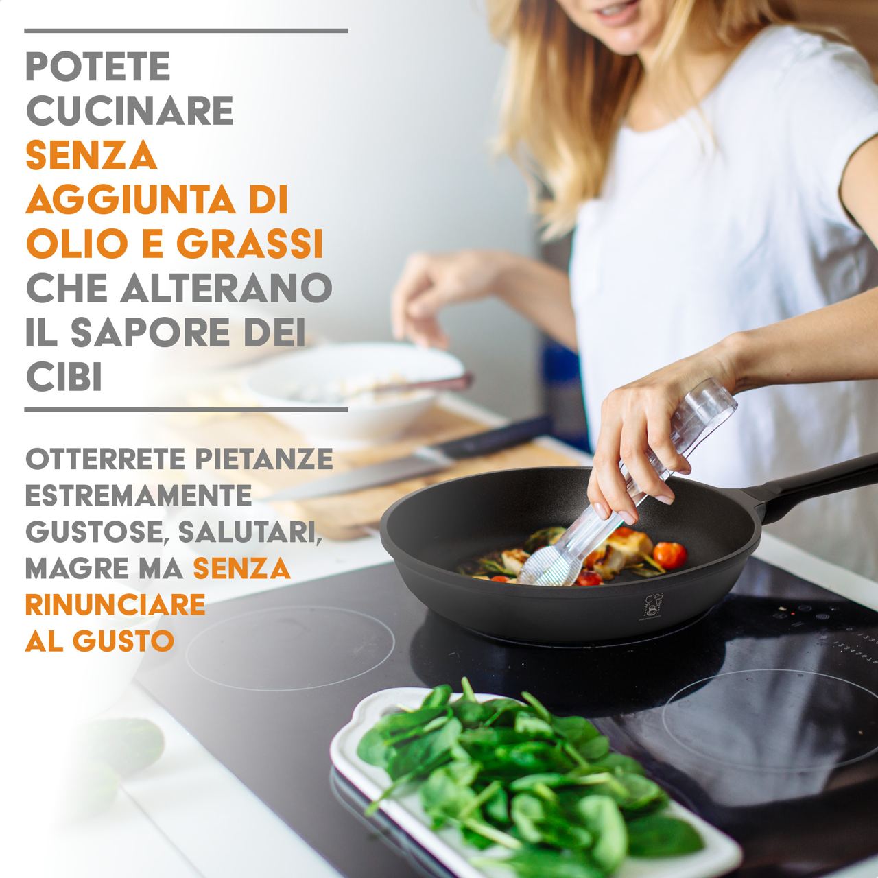 PENTOLA 24 CM induzione in pietra SUPER antiaderente pentola casseruola cuoci pasta con fondo in acciaio + coperchio