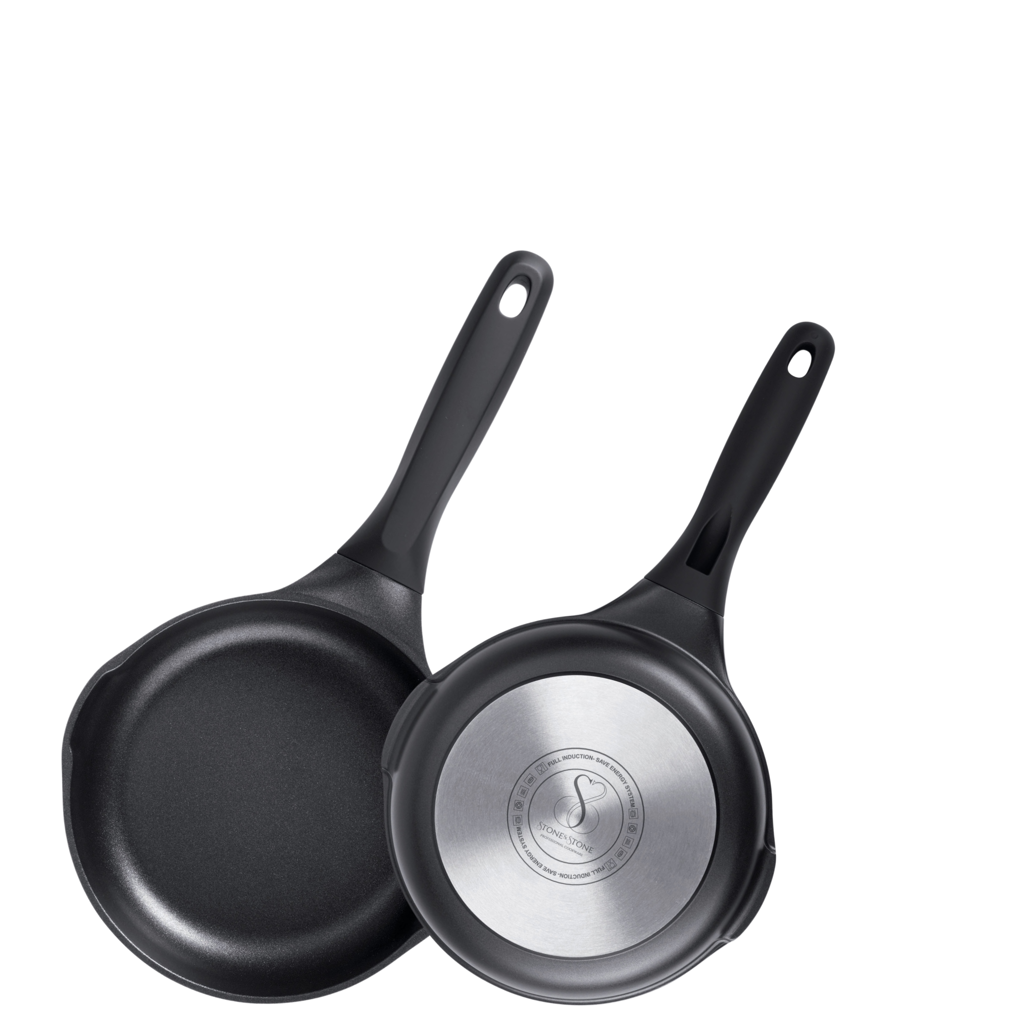 Stone&Stone Padella Antiaderente 20 cm, Rivestimento Tedesco GREBLON Q-LINE CK 3000 Superior, Fondo in Acciaio per Induzione e Gas, Senza PFAS, PTFE e PFOA, con Coperchio
